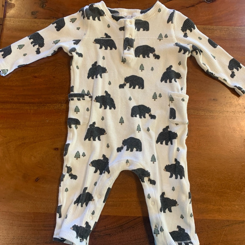 Kids Bear Print 6-12 month One Piece - Black and White Boutique